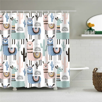

Shower Curtain Printed Alpaca For Bathroom Polyester Bath Shower Curtain With Hooks Waterproof Bathroom Shower Curtain Decor