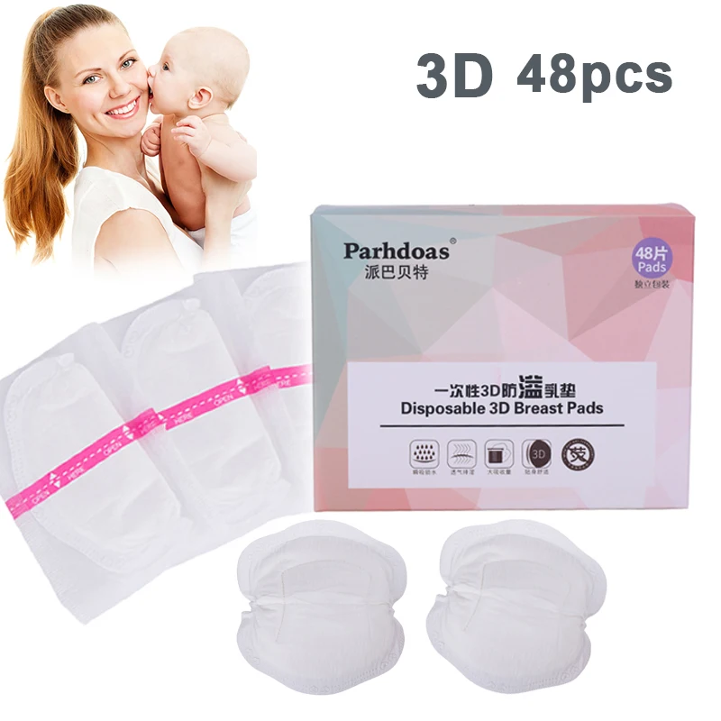 

48PCS Breast pads 3D Ecological Ultra-thin Absorbent Maternity Nursing Pads Breathable Soft fit Breastfeeding Postpartum Pad