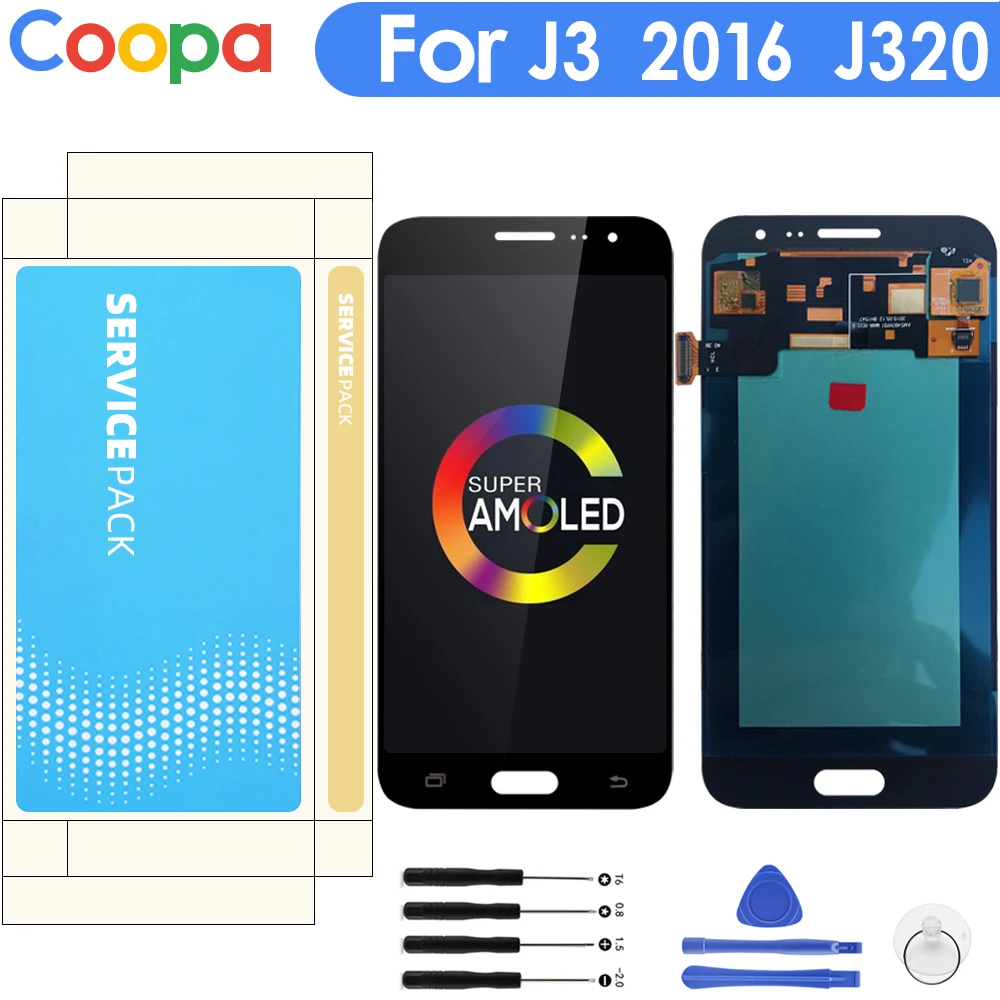 ЖК дисплей SUPER AMOLED для Samsung Galaxy J3 2016 J320 J320F J320H с сенсорным экраном и дигитайзером в
