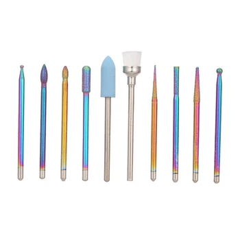 

Nail Drill Bits with Storage box 10pcs Pedicure Manicure Drill Bit Set for Removing Nail Gel Cuticle Nail Grinding Manicure Tool