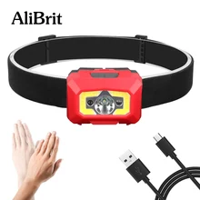 D20 AliBrit мини мощная светодиодная фара датчик движения тела фара Кемпинг заряжаемый прожектор факел лампа с USB
