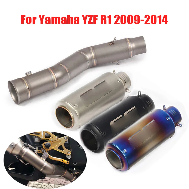 

For Yamaha R1 YZF1000 2009-2014 Motorcycle Exhaust System Muffler Tip Middle Mid Connect Tube Slip on R1 YZF-R1