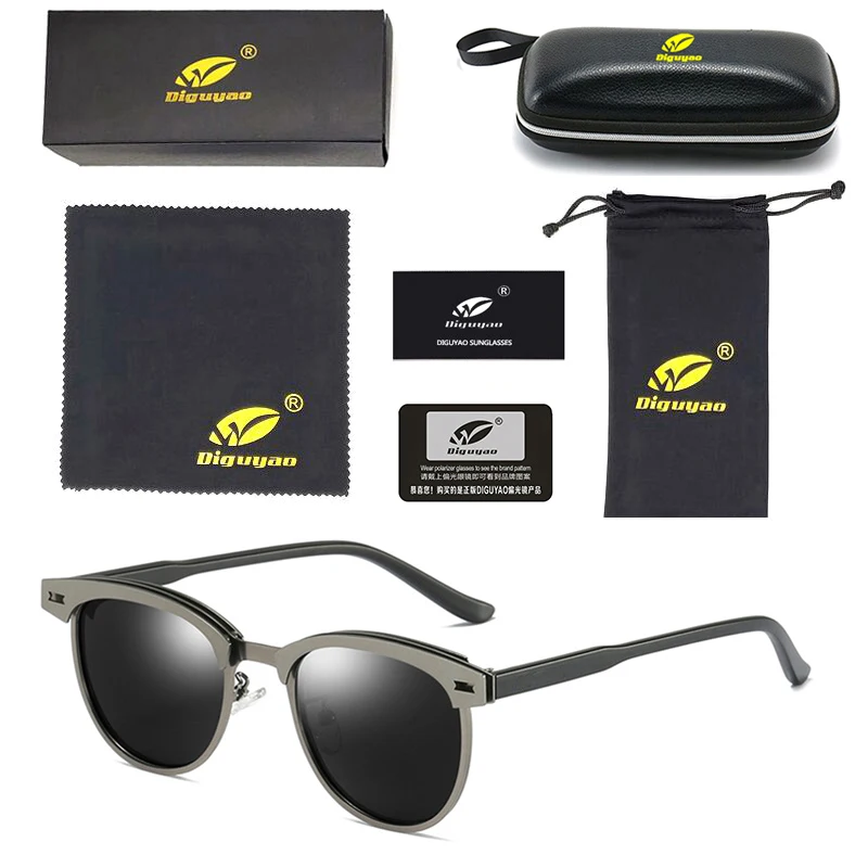 DIGUYAO, Брендовые мужские солнцезащитные очки, очки для вождения, wo, мужские, поляризационные, UV400, высокое качество, мужские очки, аксессуары, солнцезащитные очки для мужчин - Цвет линз: Gun Grey---Black
