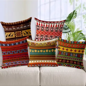 

New Pillowcase Ethnic Style Striped Bohemian Linen Square Sofa Pillowcase Car Cushion Cover Bedroom Living Room Decoration