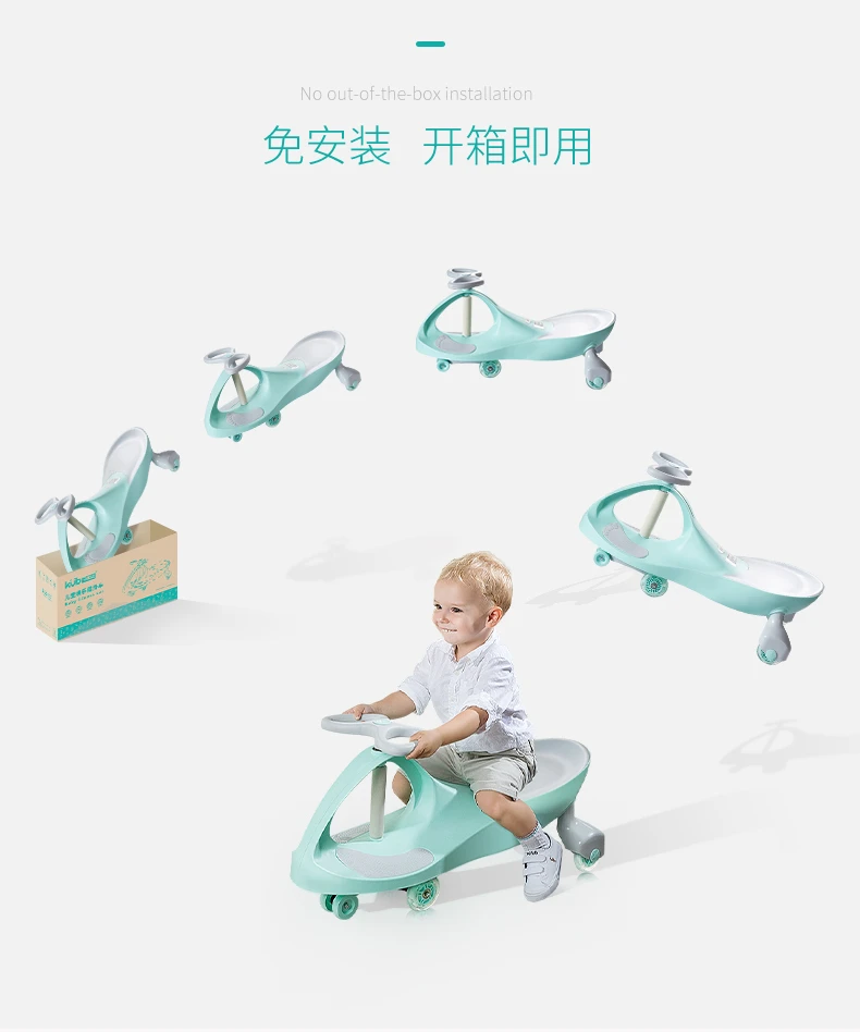 Flash Deal New Twist car child bicycle yoyo balance Trolley caster buggy 1-3 male and female baby mute round swing Pedicab vehicle 14