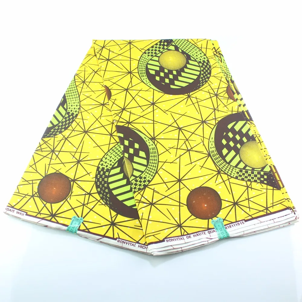 

African Yellow Fine Printed Cotton Fabric Ankara Retail Wax New African Wax Print Fabric Holland