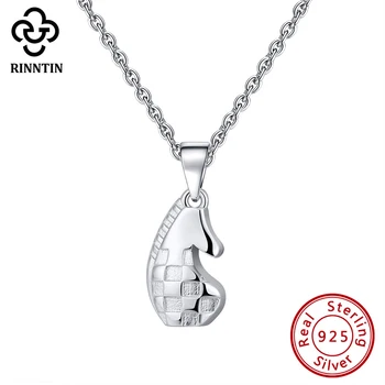 

Rinntin 925 Sterling Silver Women Pendants Necklaces Smooth Knight Chess Original Female Jewelry Accessories TSN132