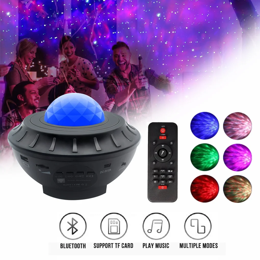 Usb Starry Watermerk Bluetooth Muziek Starlight Projector Stage Watermerk Projectie Lamp Night Light Star Projector Room Decor