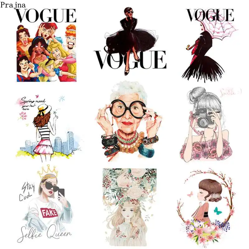 Prajna модные девушки железа на теплопередачи VOGUE тепловой Горячие виниловые