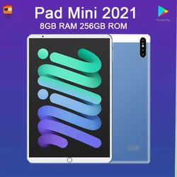 Almofada mini tablet 8 Polegada 8gb ram 256gb rom 10 núcleo tablete android 10.0 comprimidos duplo sim chamada gps google play tipo c 5g tabletes