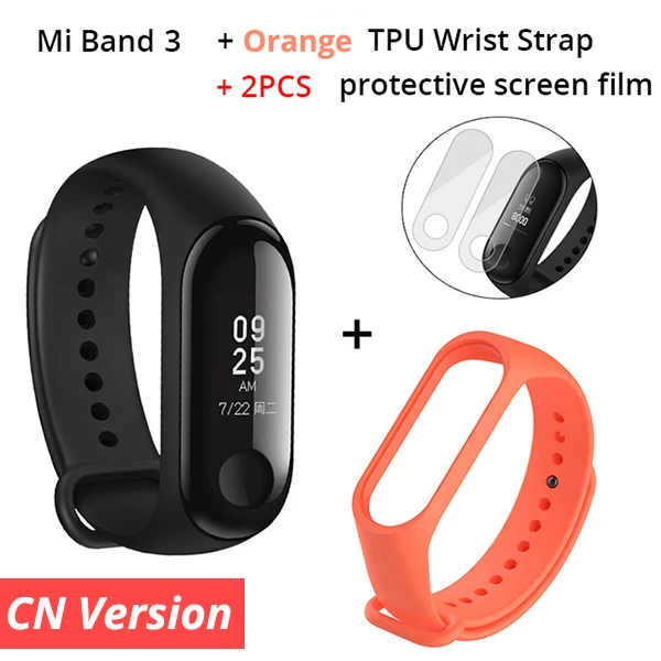 CN Add Orange Strap Xiaomi mi Band 3 фитнес-трекер умный Браслет 0,7" OLED сенсорный экран 50 м водонепроницаемый mi band 3 Смарт-браслет - Цвет: CN Add Orange Strap