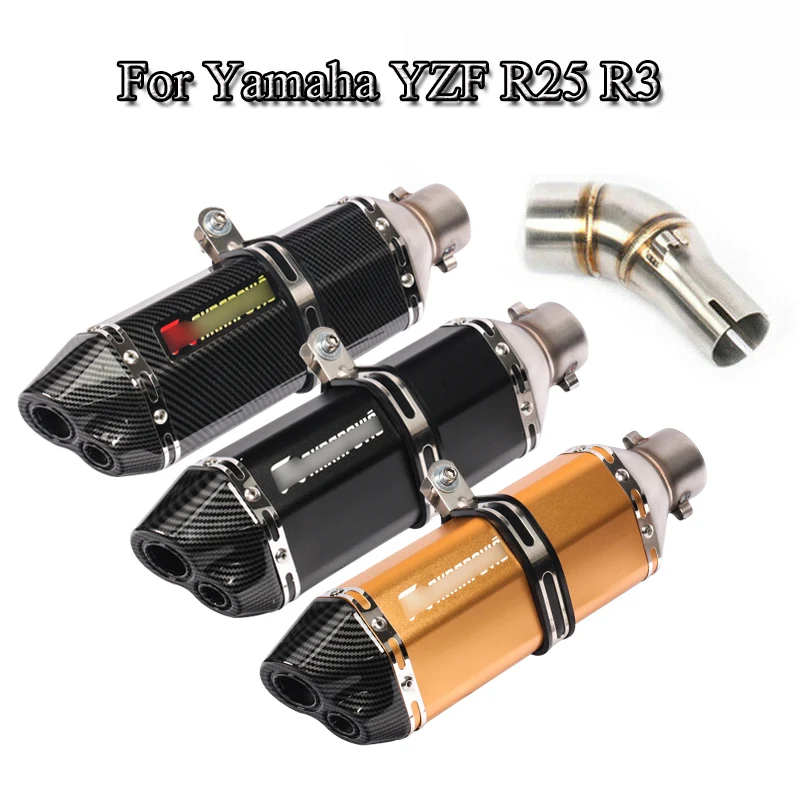 Для Yamaha YZF R25 R3 слипоны мотоцикл глушитель TipTube Mid Подключение трубы R25 R3 скутер велосипед без шнуровки модифицированный выход