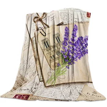 

Envelope Mail Book Lavender Throw Blanket Sofa Bed Throw Blanket Kid Adult Warm Blanket for Beds Coral Fleece Fabric