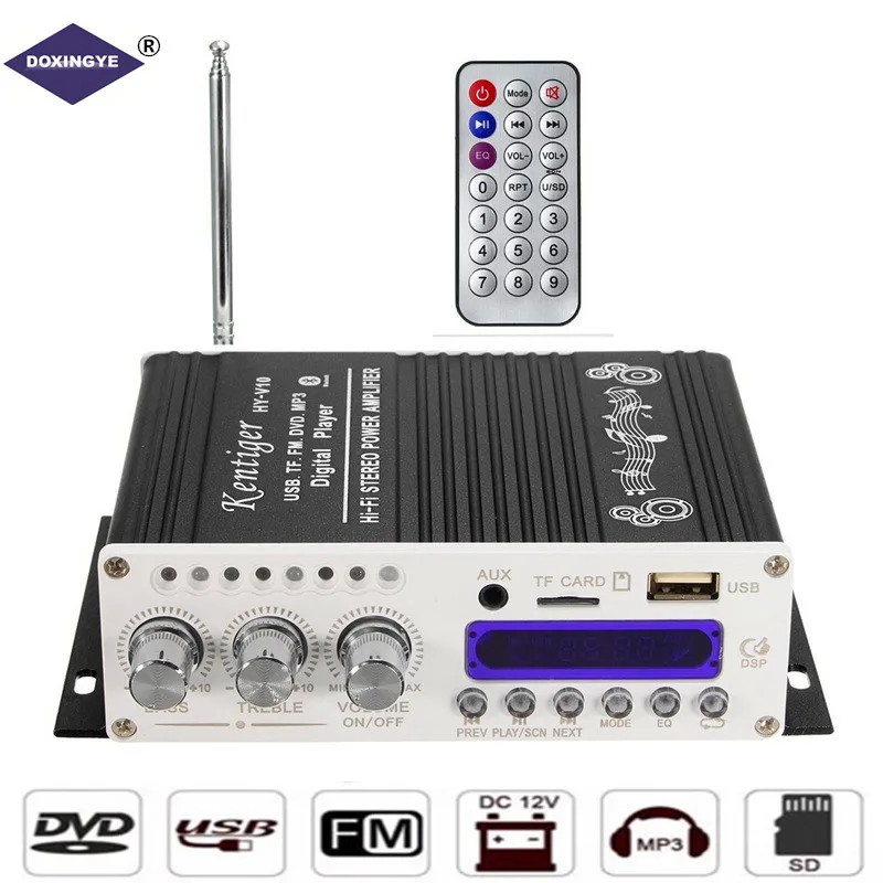 DOXINGYE 12 В 20 Вт Hi-Fi автомобильный аудио усилитель мощности 4 CH DSP звук Bluetooth цифровой USB MP3 DVD CD FM радио SD Стерео FM плеер - изображение