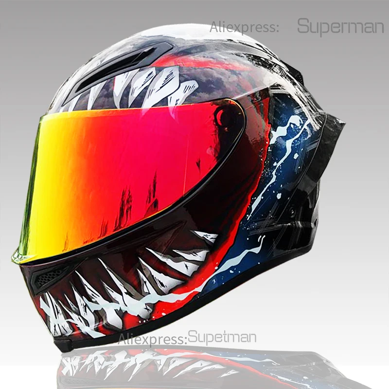 Полный уход за кожей лица Moto rcycle шлем Venom с большой спойлер cross Racing езда на
