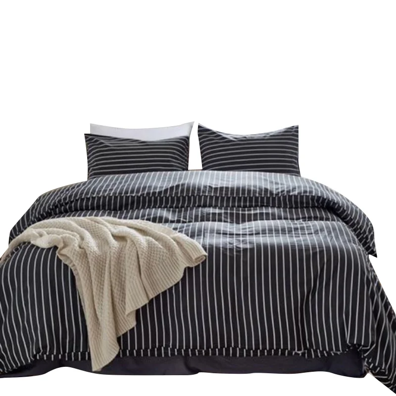 

Modern 2/3Pcs Striped Pattern Bedding Set Modern Cotton Duvet Cover Pillowcase Twin Queen King Size Home Bedclothes Bed Cover