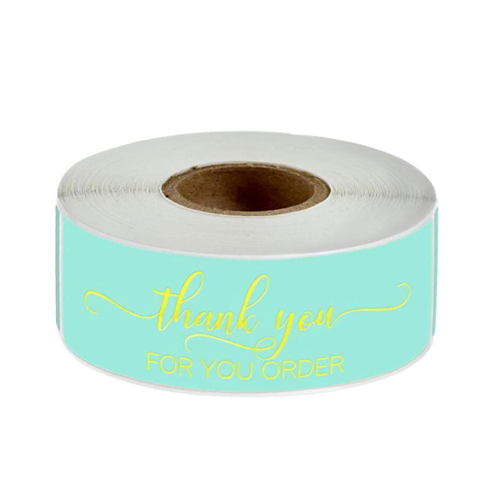 120pcs Rectangle Thank You For Your Order Sticker for packaging Stationary Stickers Roll Black Pink Transparent Thank you labels