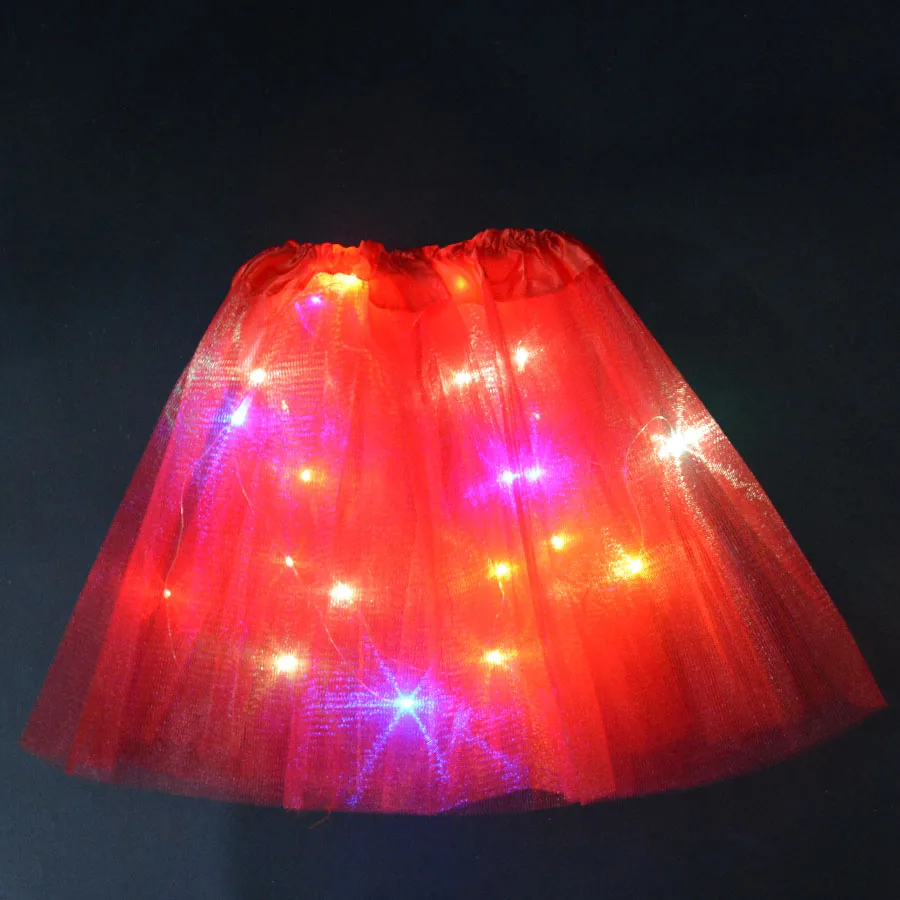 tutu red Светодиодный светильник; светящаяся юбка-пачка принцессы с крыльями ангела для девочек; карнавальный Свадебный костюм; Светящиеся вечерние юбки на Рождество; Navidad; Хэллоуин - Цвет: tutu red