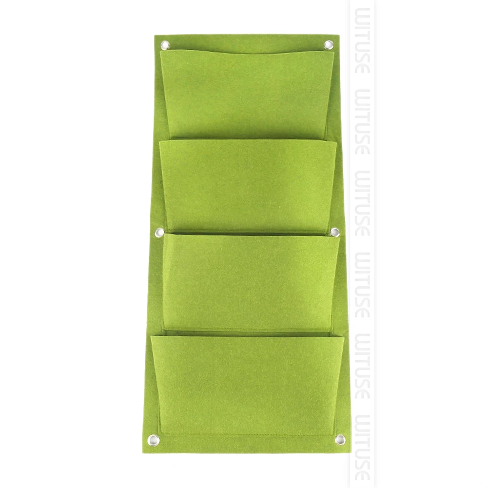 WITUSE Eco-friendly Hanging Planting Bag Wall Vertical Garden Seedling Plant Tool Garden Wall Indoor Outdoor Vege Decor - Цвет: green 4 pocket