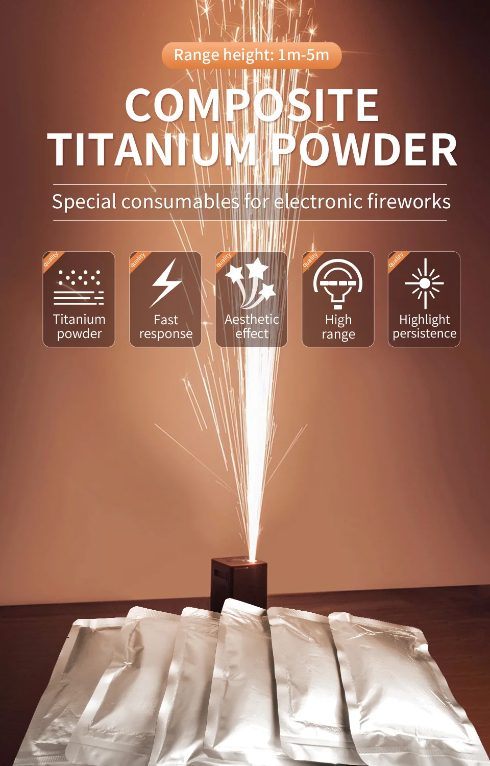 Ti Powder 200g/Bag for Cold Spark Firework Machine Wedding Sparkler Machine Stag