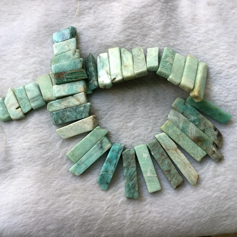 

Оптовая продажа, бусины из натурального амазонита 15 дюймов, подвеска 15-40 мм, лезвие из драгоценного камня, бижутерия «сделай сам», верх с отверстием для сверления