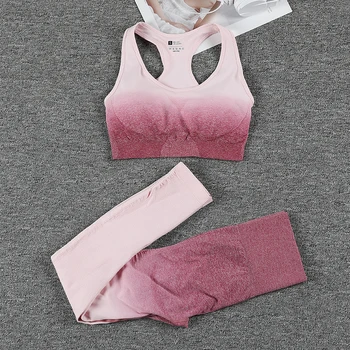 

Ombre Seamless Workout Yoga Set Women Fitness Runing Clothing Sportswear Sports Bra and Leggings Women Gym Athletic Sports Suits