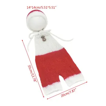 

2 Pcs/set Mohair Hand-woven Newborn Baby Photography Clothing Christmas Costume Infants Photo Props D08C