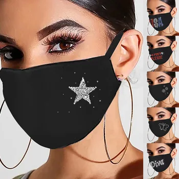 

Shiny Star Print Unisex Elastic Reusable Washable Masks Sparkly Rhinestone Mask Face Bandana Party Nightclub Face Jewelry
