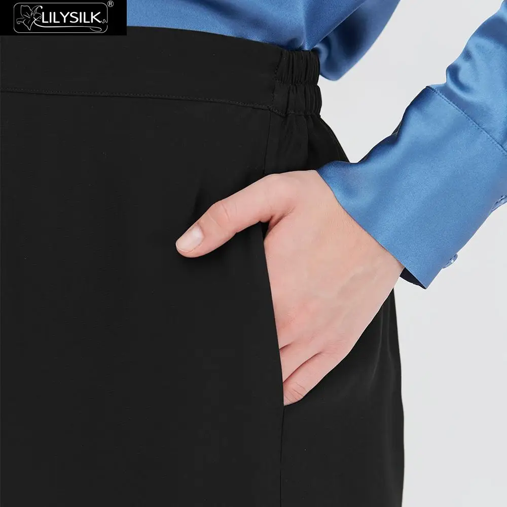 LILYSILK брюки сплайсинга шелк Широкие Женские Новые