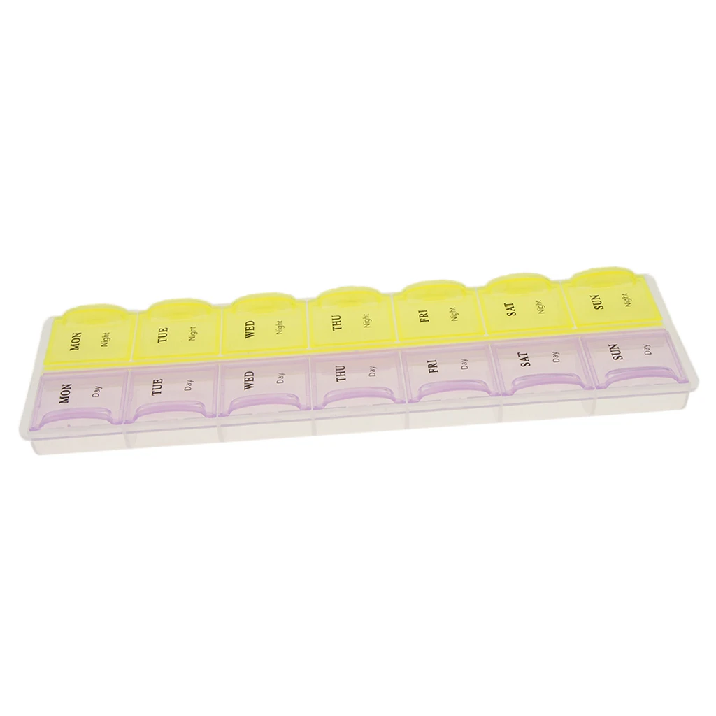 Pill Organizer Box with Snap Lids, 7-day AM/PM Case to Hold Vitamins, Fish Oil, Supplements and Medication