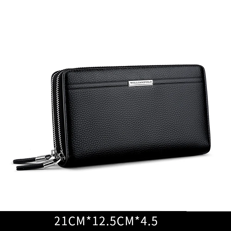 Black-small Мужской кошелек, клатч, винтажный, из натуральной кожи, бренд Williampolo, кошельки, Удобные сумки, бизнес стиль, Длинные кошельки, сумка, удобный кошелек, PL163 - Цвет: Black-small