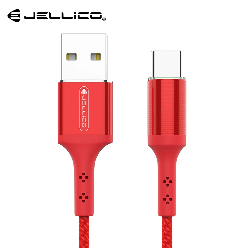 Jellico светодиодный кабель usb type C для samsung Galaxy S10 S9 S8 Note 10 A50 USBC кабель для передачи данных Быстрая зарядка для Oneplus - Цвет: Red For Type-C