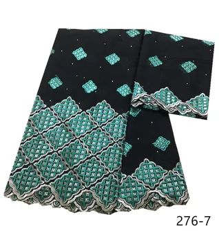 

Latest Design 5+2 yards Poland Cotton With Rhinestones Lace African Swiss voile Lace Fabric For Men And Women Dress 276