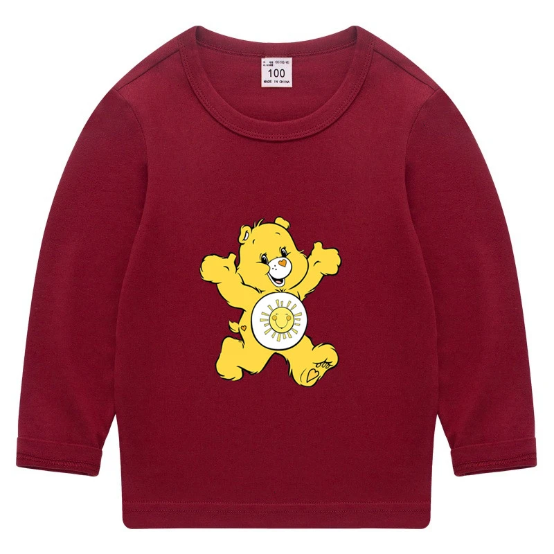 as picture Care Bears/летние топы с круглым вырезом для мальчиков и девочек, смешная цветная футболка с длинными рукавами Детская футболка с рисунком для малышей - Цвет: as picture