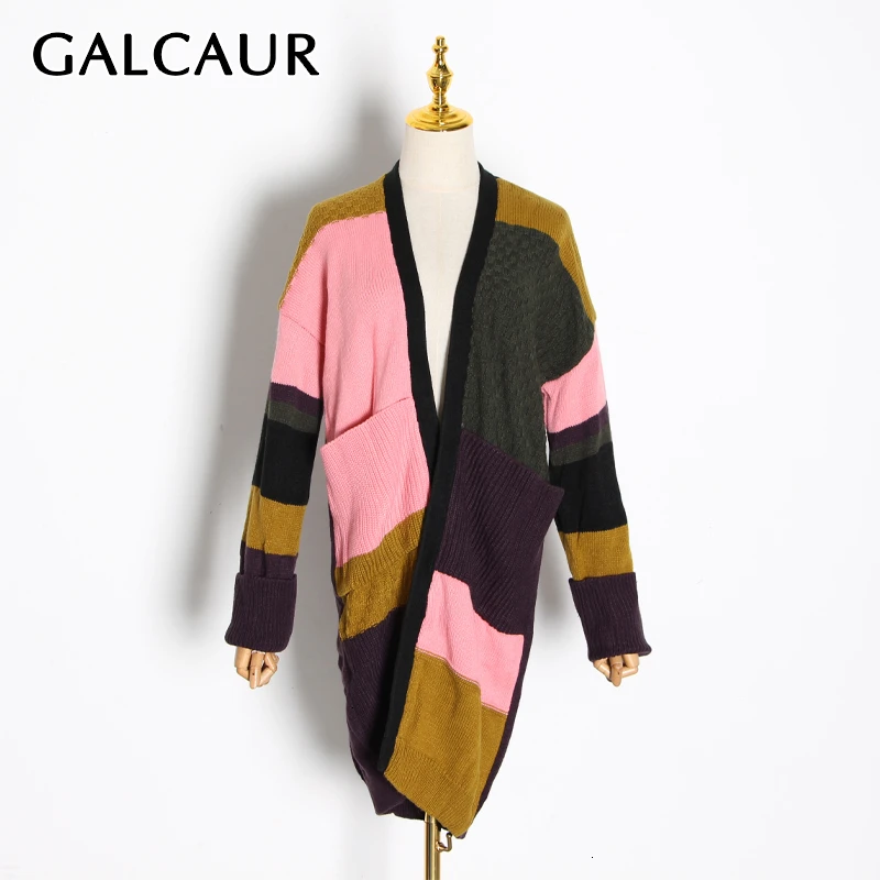 Женский Трикотажный Свитер оверсайз с V-образным вырезом и длинным рукавом |