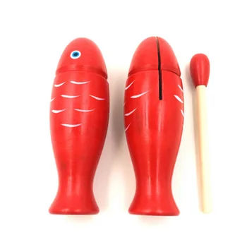 

Wooden Temple Block Musical Instrument Toys Sound Red Fish Shape Play Game Interactional Toy Birthday Gift for Children Kids
