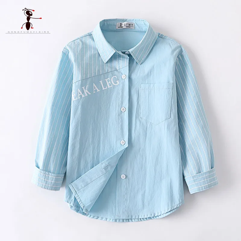 

Kung Fu Ant 2019 Autumn Casual Full Sleeve Turn-Down Collar Printing 100% Cotton Children's Shirts 12T Big Boy Shirt