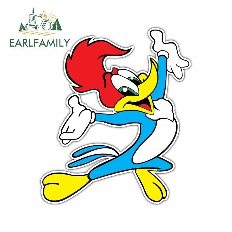 

EARLFAMILY 13cm x 11.1cm for Woody Woodpecker Cartoon Sunscreen Vinyl JDM Bumper Trunk Truck Graphics Fine Decal Accessories