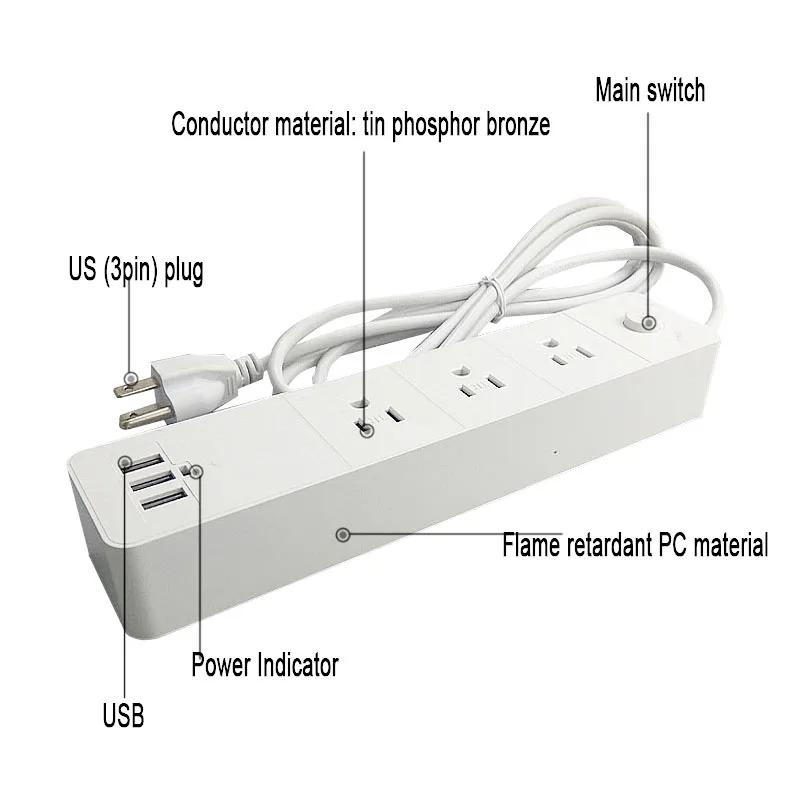 Умная лента питания с 3 портами USB зарядное устройство адаптер удлинитель розетка