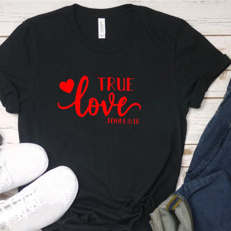 Женские рубашки с надписью True Love футболка коротким рукавом Christian Faith Hope из чистого