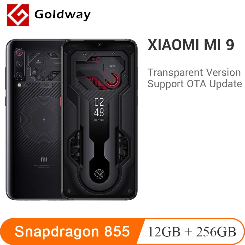 Xiaomi mi 9 mi 9, прозрачный, 12 Гб ОЗУ, 256 Гб ПЗУ, смартфон mi 9, Восьмиядерный процессор Snapdragon 855, камера 6,39 дюйма, 48 МП, дисплей, отпечаток пальца