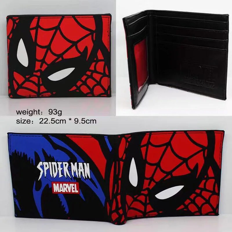 Бумажник с рисунком Человека-паука для взрослых, двойной складной кошелек с держателем для кредитных карт
