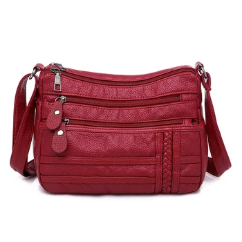 

Leisure Women Bag Pu Soft Leather Shoulder Bags Multi-layer Crossbody Bag High Quality Luxury Small Bag Brand Red Handbag Purse