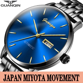 

Guanqin Business Mechanical watch Men Waterproof Automatic Male Clock Japan Miyota Watches Week Date Wristwatch reloj hombre