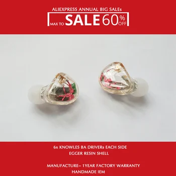 

A6T MMCX Custom IEM Monitor Earphone for Phone In-Ear and Noise Cancelling with 1.2M OCC Detachable Cable