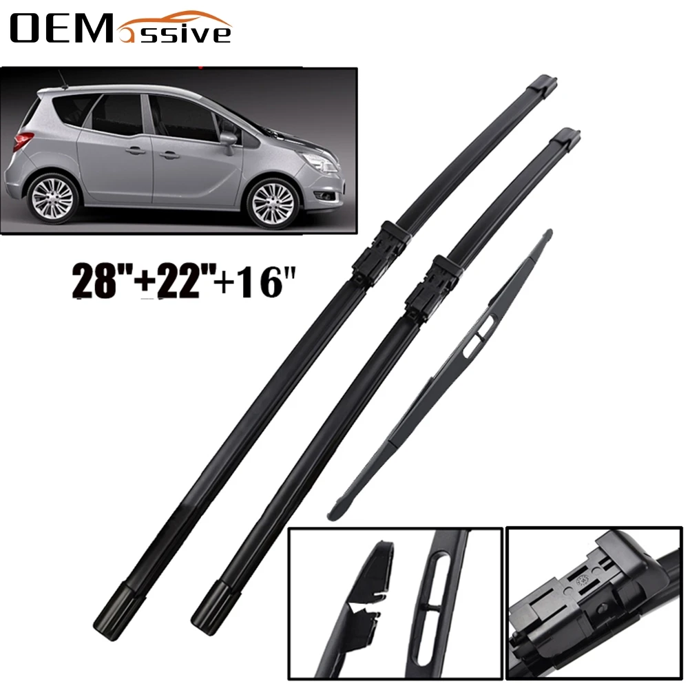

3Pcs 28"22"16" Front Rear Windshield Windscreen Wiper Blades For Opel Meriva B 2010 2011 2012 2013 2014 2015 2016 2017