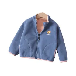 Jaqueta infantil de algodão com zíper, jaqueta casual de primavera para meninas e meninos com desenho