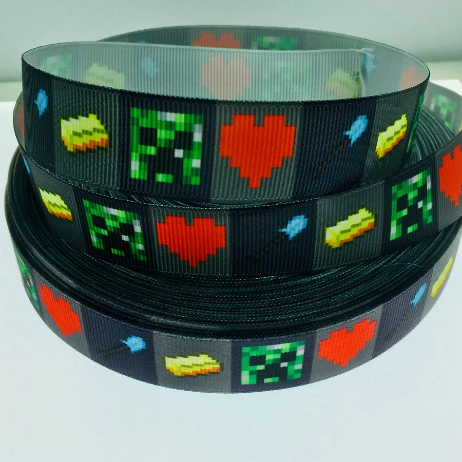 

50yards 7/8" 1" 1.5" 22mm 25mm 38mm Game printed grosgrain ribbon for handmade crafts gift diy hair bow