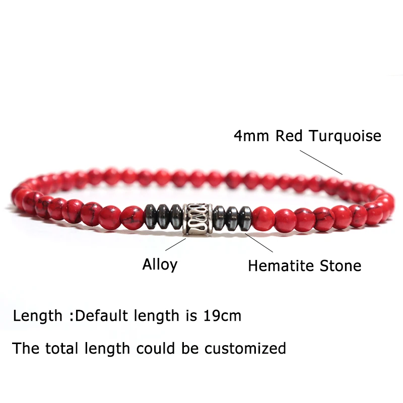 Hematite Stone Mens Beaded Skull Bracelet