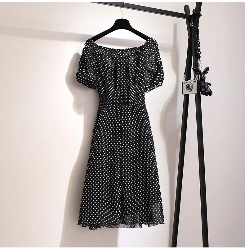 Vadim Vestido Longo Women Dress Transfortegy Large Womens Fat Mm 2020 V-neck Polka Dot Up Covering Abdomen Super Fairy Little 